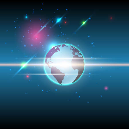 Vector global and stars communication technology patternのイラスト素材