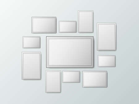 Vector Set for picture frame on gray backgroundのイラスト素材