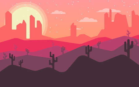 Vector Desert Landscape Flat Designのイラスト素材
