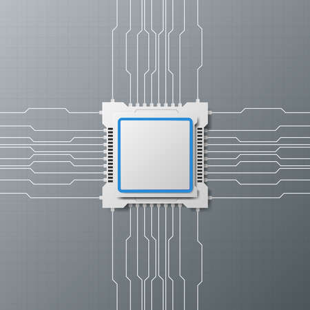 Modern design technology with microchip illustration.のイラスト素材