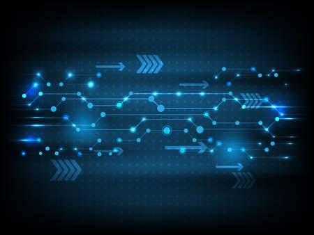 A Vector Technology blue futuristic circuit board data, illustration hi-tech modern communicationのイラスト素材