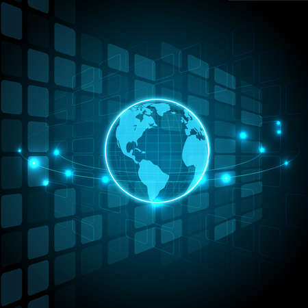 Digital technology and globe illustrationのイラスト素材
