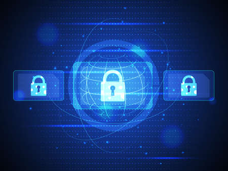 Technology digital security of cyber communication and data, Vector illustration