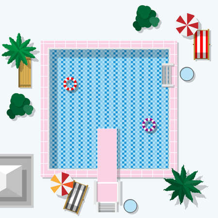 Vector Swimming pool top viewのイラスト素材