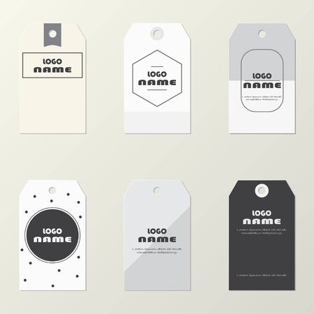 Vector collection of modern paper label on gray backgroundのイラスト素材