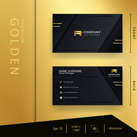 Modern black golden business card with luxury style and elegant templateのイラスト素材