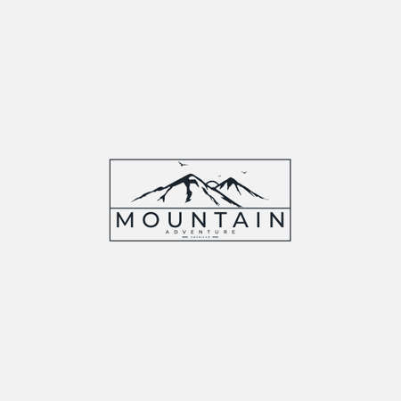 Mountain expedition and adventure in nature logo . Forest camp area badgeのイラスト素材