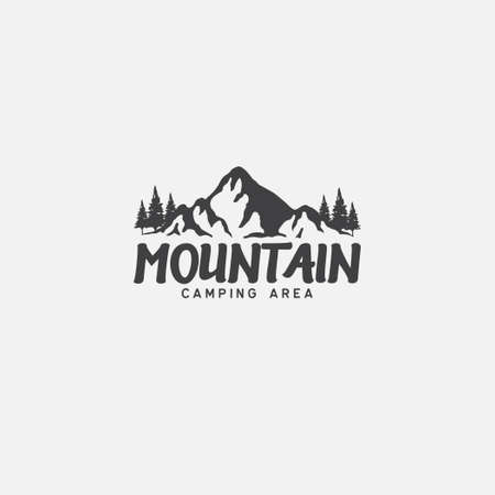 Mountain expedition and adventure in nature logo . Forest camp area badgeのイラスト素材