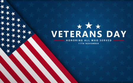 Veterans day poster background . Honoring all who served. Veterans day illustration with American...