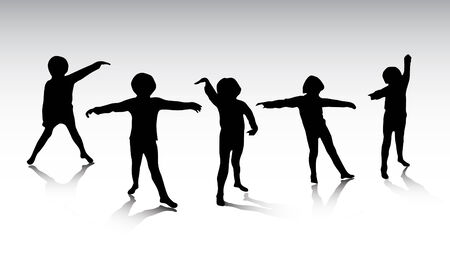 siluetas small girl; clip-artのイラスト素材