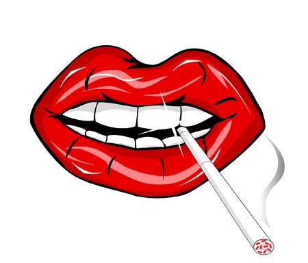 cigarette in mouth, isolated on whiteのイラスト素材