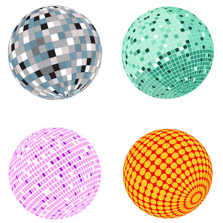 Vector disco ball set; clip-artのイラスト素材