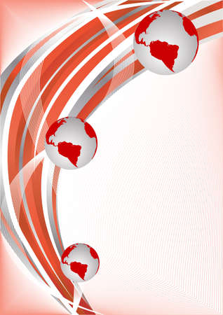 Vector red abstract background with globe; clip-artのイラスト素材