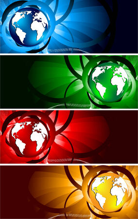 bright banners with globe, clip-artのイラスト素材