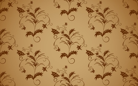 Bright background with brown seamless floral patternのイラスト素材