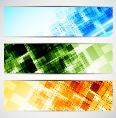 Set of bright colorful banners with squares のイラスト素材