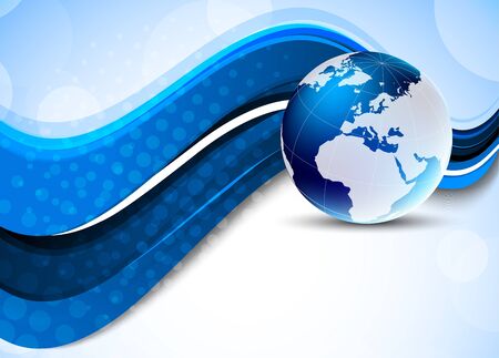 Bright blue background with globe. Abstract illustrationのイラスト素材
