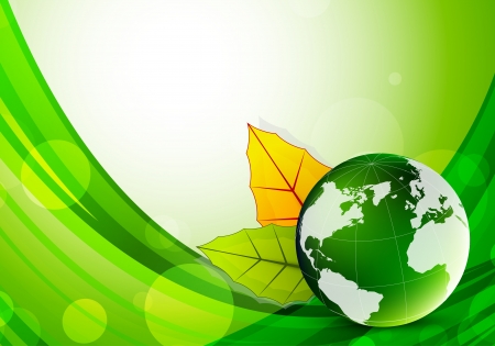 Background with globe and leaves. Abstract illustrationのイラスト素材