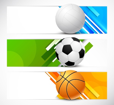 Set of banners with sport balls  Bright illustrationのイラスト素材