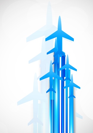 Background with blue airplanes and blue linesのイラスト素材