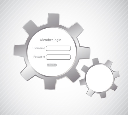Login page with gears  Abstract illustrationのイラスト素材