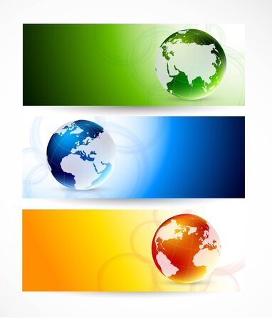 Set of banners with globes  Abstract illustrationのイラスト素材