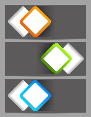 Set of banners with cut out squaresのイラスト素材