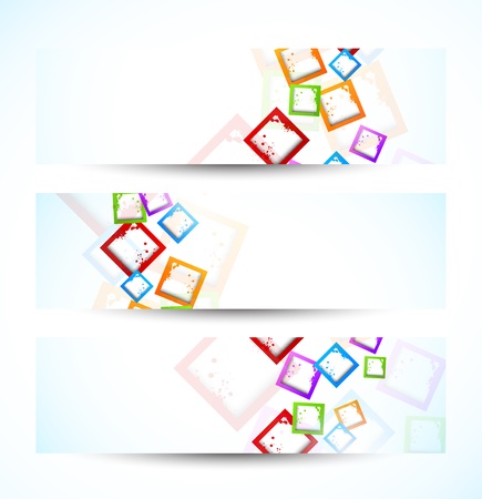Set of banners with squares  Abstract illustraitonのイラスト素材