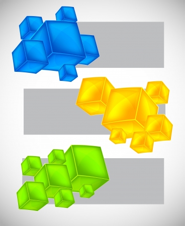 Set of banners with cubes  Bright illustrationのイラスト素材