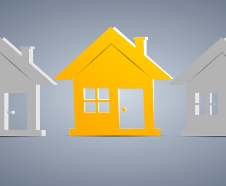 Illustration of orange house  Abstract backgroundのイラスト素材