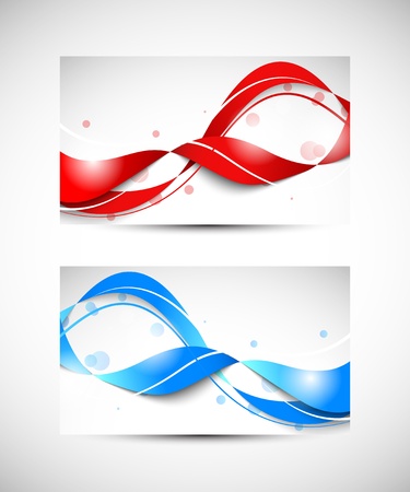 Two business cards with wavy designのイラスト素材