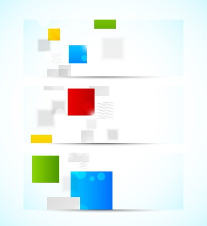 Set of banners with colorful squaresのイラスト素材