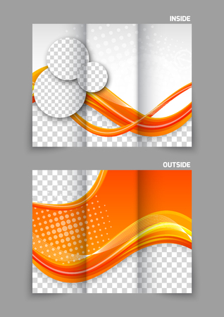 Orange tri-fold brochureのイラスト素材