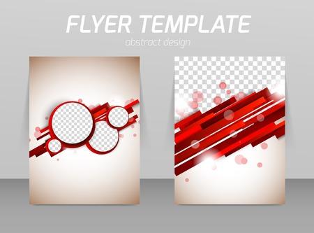 Abstract flyer template design with stripe lines and circlesのイラスト素材