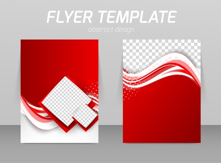 Abstract flyer template design with waves and squares in red colorのイラスト素材
