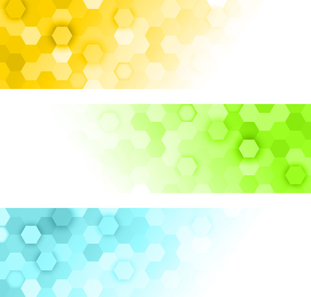 hexagons bannersのイラスト素材