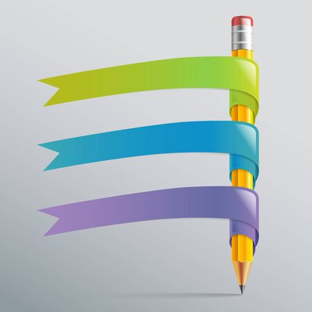 Infographic with pen and ribbon creative education conceptのイラスト素材