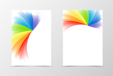 Rainbow flyer template design. Abstract flyer template in rainbow color. Spectrum flyer design. Vector illustrationのイラスト素材