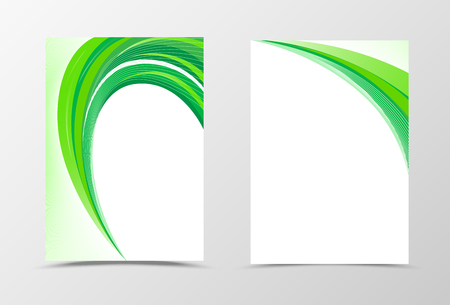 Green flyer template design. Abstract flyer template with lines. Wavy flyer design. Vector illustrationのイラスト素材