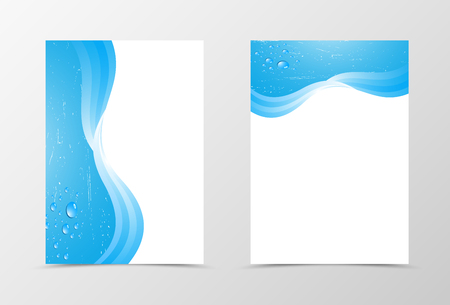 Flyer template design. Abstract flyer template vector illustration in blue color. Blue flyer designのイラスト素材