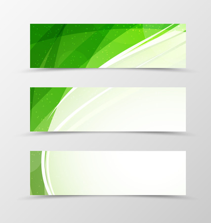 Set of header banner wave design with green lines in dynamic smooth style. Vector illustrationのイラスト素材