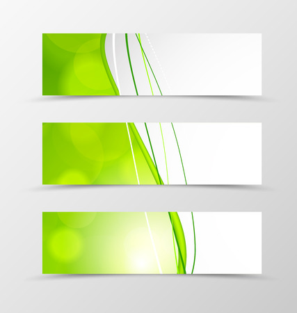 Set of header banner dynamic wave design with green lines and transparent circles in acid style. Vector illustrationのイラスト素材