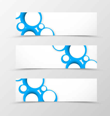 Set of header banner dynamic design with blue circles in geometric style. Vector illustrationのイラスト素材