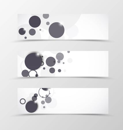 Set of header banner dynamic design with black and gray circles in geometric style. Vector illustrationのイラスト素材