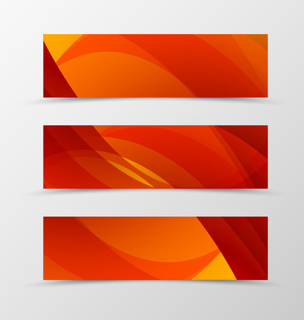 Set of header banner dynamic design with red and orange lines in futuristic style. Vector illustrationのイラスト素材