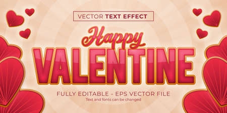 Valentine's day 3d text style effect. editable illustrator text styleのイラスト素材