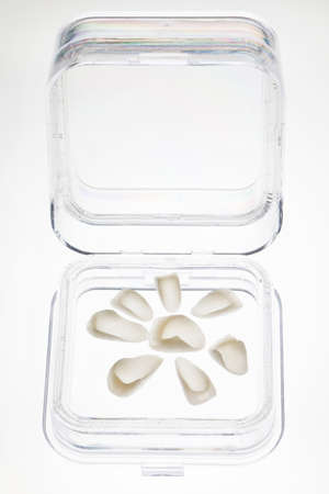 high quality ceramic veneers on a white background in a special case