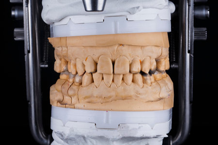 articulator wax jaw and articulator veneers on chewing teeth
