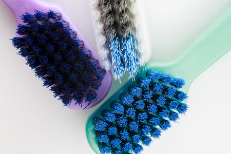 three toothbrushes close up