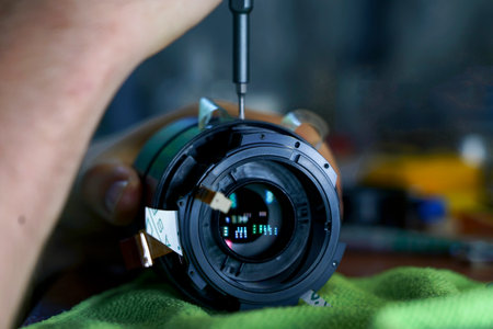 disassembling the lens for diagnosisの写真素材